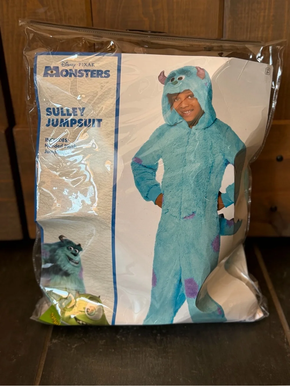 Disney Kids Monster Hooded Plush Pajamas in Aqua with Pink Horns